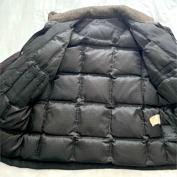 Claiborne men’s large black suede-look goose down winter jacket. - Picture 3 of 8